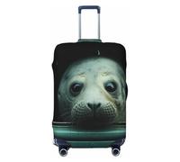 Kirrowe The Seals In The Cabin - Funda protectora para maleta, antiarañazos, se adapta a equipaje de 18 a 32 pulgadas, Negro -, L