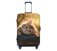 Kirrowe The Thinking Cat - Funda protectora para maleta, antiarañazos, se adapta a equipaje de 18 a 32 pulgadas, Negro -, S