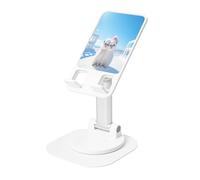 KIRROWE The White Little Dog in The Snow - Soporte de escritorio ajustable para iPhone y todos los teléfonos, rotación de 360°, plegable integrado