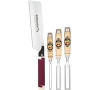 Kirschen 1195000 Juego de cinceles 10, 20, 26mm + sierra japonesa corta 225mm, 4 piezas