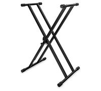 Kirstein Soporte de teclado en X doble barra (ajustable en 5 niveles, plegable, estable) negro