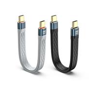 KIRVOS 2pcs USB 4.0 Cable USB C Corto,USB Type C Macho a Macho Plano Dato Cable,240W Carga rápida 40Gbps Transmisión de Alta Velocidad,Compatible con iPhone/Samsung Galaxy/Huawei