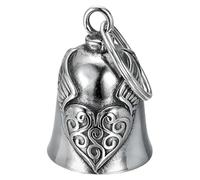 KIRVOS Campana de Moto Guardian Bell Llavero de Motocicleta Amuleto de la Suerte para Motoristas Campanilla de Protección Ángel de la Guarda con Alas y Corazón de Metal para Bicicleta y Scooter
