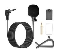 KIRVOS Micrófono Externo para Radio de Coche con Conector Jack 3.5 mm - Compatible Autorradios, GPS, CD/DVD - Cable de 3 Metros con Adaptador Incluido
