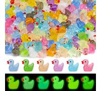 KIRZAX 100 Piezas Mini Patos Luminosos,Patos de Resina, Mini Coloridos Patos Pequeños, para decoración de casa de muñecas, Micro jardín de Hadas, Paisaje, Acuario, DIY(Color Aleatorio)