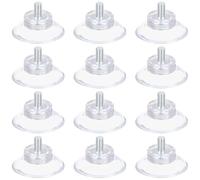 KIRZAX 12 Piezas Ventosas de Plástico Transparente,Ø 25mm Ventosas para Cristal, Tornillo Fuertes de PVC Soporte,Ventosas con Tuerca y rosca, para Vidrio tela de Sombra coche pared baño Puerta Ventana