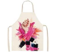 KIRZAX 1PCS Delantales de Cocina Patrones de lápiz labial y esmalte de uñas para Adultos y Niños,Dellantal Cocina Personalizado,Cocina Antiincrustante Delantal,para Cocina, Artista y Pintura