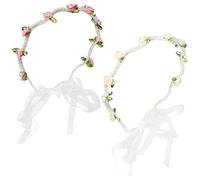 KIRZAX 2 Pcs Flower Girl Headband Hair Accessories, Pearl Flower Headband, Princess Hair Accessories, Girl Headband for Party, Birthday, Gathering