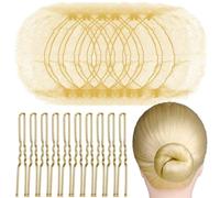 KIRZAX 20 Piezas Redecilla Pelo Invisibles con 40 pcs Horquillas, Redecillas de Pelo Invisibles, Redecilla Moño Ballet,Mallas Elásticas,para Hacer Bollo de Pelo, Bailarina de Ballet(Oro)
