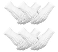 KIRZAX 4 pares de elegantes guantes blancos de algodón con cierre a presión para cenas de gala, ceremonias, uniformes de equipo y Papá Noel