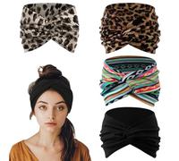 KIRZAX 4Pcs Turbantes para Mujer,Diademas Mujer Delgadas,Diademas Elástico Cinta de Pelo Suave,Accesorios Para El Cabello para Yoga, Fitness & Maquillaje