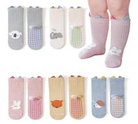 KIRZAX 5 pares de Calcetines Antideslizantes para Bebé,Stopper Calcetines NiñOs Bebé,Dibujos Animados Lindo Agarre Calcetines,Gatear Calcetines Bebé de AlgodóN,NiñOs y NiñAs Calcetines de Animales