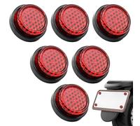 KIRZAX 6 Piezas Catadióptrico Moto Redondo 25mm, Mini Ojo de Gato Rojo con Tornillos M5, Reflector Moto Trasero, para Moto