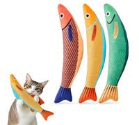 KIRZAX Paquete de 3 juguetes para gatos,Peces Juguete de Hierba Gatera,Interactivo Felpa Juguetes para Morder, para Patear Gatos con Hierba Gatera
