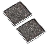 KIRZAX Pitillera, juego de 2 pitilleras de Cuero Metálico,Cigarette Case para 20 Cigarrillos,Pitillera de Acero Inoxidable, Adecuada para Pantalones, Camisa, Bolso (negro)