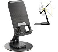 KIRZAX Soporte Móvil Mesa,Soporte Móvil Giratorio de 360° para Teléfono Móvil, Altura Ajustable Plegable Suporte Telemóvel,Universal para Todos Los Teléfonos Móviles y Tabletas, Negro