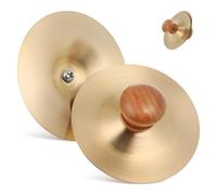 Kisangel 1 par de platillos de dedo para niños, pequeños platillos de metal con mango de madera, instrumento de música de percusión para banda escolar y entretenimiento en casa