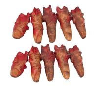 Kisangel 10 Piezas Dedo Falso Realista Parte del Cuerpo Accesorios de Halloween para Fiestas de Terror Rojo Oscuro