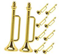 Kisangel 10 Piezas Modelo de Instrumento Musical Decorativo Trompeta de Juguete Instrumentos Musicales Toys decoración de Trompeta en Miniatura Modelo de Trompeta en Miniatura Golden