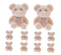 Kisangel 10 Piezas muñeco de Oso pequeña Fiesta decoración Artificial Figurilla Felpa Ducha estatuas de Osos diminutos de jardín Mini Oso Flocado de polivinilo Brown