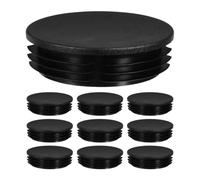 Kisangel 10 tapones redondos de plástico de 100 mm de diámetro exterior para orificios - Tapas negras acanaladas para extremos de tubos - Insertos para patas de sillas, mesas, taburetes y muebles.