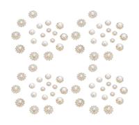 Kisangel 100 Piezas Botones Decorativos Artesanales, Botones de Perlas y Gemas de Imitación, Flor, Tamaño Mixto, Diy, para Vestidos y Ropa, 1 Color Beige, Accesorios de Boda y Manualidades