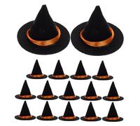Kisangel 16 Piezas Mini Sombreros de Bruja Fieltro Negro Resistentes para Decoración Creativa de Botellas Muñecas y Manualidades Fiestas de Halloween