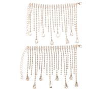 Kisangel 2 borlas de diamantes de imitación para botellas de vino - Funda ajustable con borla de joyería para botellas de vino - Flecos brillantes para decoración de mesas de bodas, fiestas y