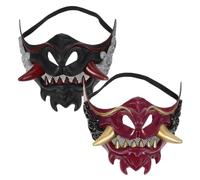 Kisangel 2 máscaras de samurái: máscaras para la mitad inferior del rostro - para disfraces de Halloween, fiestas de disfraces y cosplay, temática japonesa de demonios malvados, juegos de guerra,