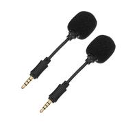 Kisangel 2 Mini Micrófonos Omnidireccionales De Voz para Cantar para Juegos para Streaming con Pantalla Antiviento Portátiles De Estudio De Plástico Negro