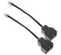 Kisangel 2 piezas Adaptador Teléfono Núcleos Negro Divisor Línea Fija Puertos Conexión Múltiple Señal Estable Desmontable Compatible con Teléfonos Fijos