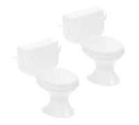 Kisangel 2 Piezas baño de casa de muñecas Primero tamaño Miniaturas Muebles baños Toys Bath Toys Mueble baño casa de muñecas en Miniatura Juguetes de baño el plastico