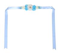 Kisangel 2 Piezas cinturón de maternidad faja de shower para mami faja de shower para la familia cinturones de flores para mujer mami faja poliéster Sky-blue