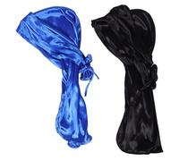 Kisangel 2 Piezas Gorros Pirata con Larga Bandana Elástica para Ciclismo y Deportes y Transpirable Seguro Unisex Negro y Azul Real