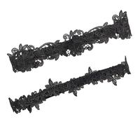 Kisangel 2 Piezas Liga de Boda para Novia de Encaje Negro, Ligas Elegantes y Cómodas para Muslo, Accesorio Clásico Adecuado para Fiesta de Boda y Cosplay