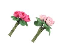 Kisangel 2 Piezas Miniature Dollhouse Flower Bouquet Resin Tiny Artificial Floral Arrangement For DIY Micro Landscape and Dollhouse Decoration