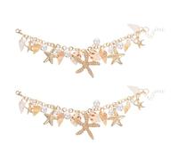 Kisangel 2 Piezas Pulsera de Conchas Estilo Bohemio para Mujer, Ajustable y Fácil de Poner, Diseño Elegante Decoración de Caracolas Adecuado para Fiestas y Otras Ocasiones