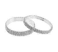 Kisangel 2 Piezas Pulseras de Joyería Elásticas Apilables Brillo Plata | Brillantes de Gemas de Imitación, Aleación Ligera 5,80x5,80x1,00cm, para Graduación y Fiesta