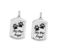 Kisangel 2 Piezas Recuerdo de urna para Mascotas Joyas de Acero Inoxidable para Mujer Joyas para Cenizas a Necklace Necklaces Colgante de urna de Mascota Colgante de urna de Perro Cuadrado