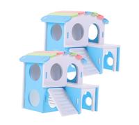 Kisangel 2 Piezas Villa de hámster casa Hamster casita Hamster jaulas para Hamster casa cobaya Doble Guinea escondite de Ratas de Jaula escondite de Jaula de hámster de polivinilo