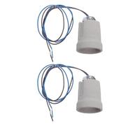 Kisangel 2 portalámparas E27 resistentes al calor, casquillo cerámico con cable de 50 cm de largo, base de lámpara aislada de cobre niquelado para lámparas colgantes DIY