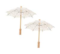 Kisangel 2 Sombrillas de Encaje para Novia Color Crema Diámetro 15 CM Accesorio Decorativo para Fotografía de Bodas y Fiesta del Té Parasol Portátil para Sesión Fotográfica y