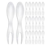 Kisangel 20 brochetas de mazorca de maíz, soportes metálicos para mazorcas, palillos reutilizables para comer aperitivos, ensaladas y postres, tenedores pequeños de 6 cm para camping y barbacoa,
