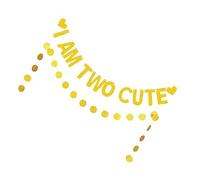 Kisangel 2Piezas Banner Temático De Cumpleaños I Am Two Cute Decoración De Fiesta De Cumpleaños Con Brillante Para Celebraciones De Cumpleaños Infantiles