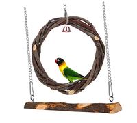 Kisangel 2piezas Madera Natural Percha Columpio para Pájaros Juguete para De Aves Pequeñas Accesorios para Jaula De Periquitos y