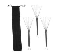 Kisangel 3 Cepillos De Batería Cepillos Profesionales De Alambre De Acero Inoxidable Con Bolsa Con Cordón Para Baterías De Jazz E Instrumentos De Percusión