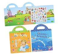 Kisangel 3 Juegos Pegatinas de Educativos Reutilizables sobre Animales Cuerpos y Princesas Aprendizaje y Estimulación Creativa