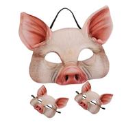 Kisangel 3 Piezas Máscara de Cerdo Rosa para Fiesta Media Cara Reutilizable y Ligera con Correa Elástica para Disfraces de Carnaval y Cosplay