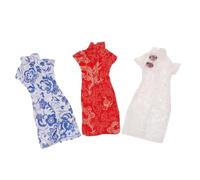 Kisangel 3 Piezas Ropa De Muñeca Cheongsam Vestido Grande Beto Estilo Nuestro Muñecas Ropa China Tradicional Cheongsam Chica De Moda Ropa Tradicional China Paño