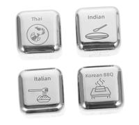 Kisangel 4 Piezas Dados de Patrones cambiantes después para Romantic Datos Dados de Cita Nocturna Dados de decisión de Alimentos de Metal Accesorio de Dados de Comida Acero Inoxidable Plata